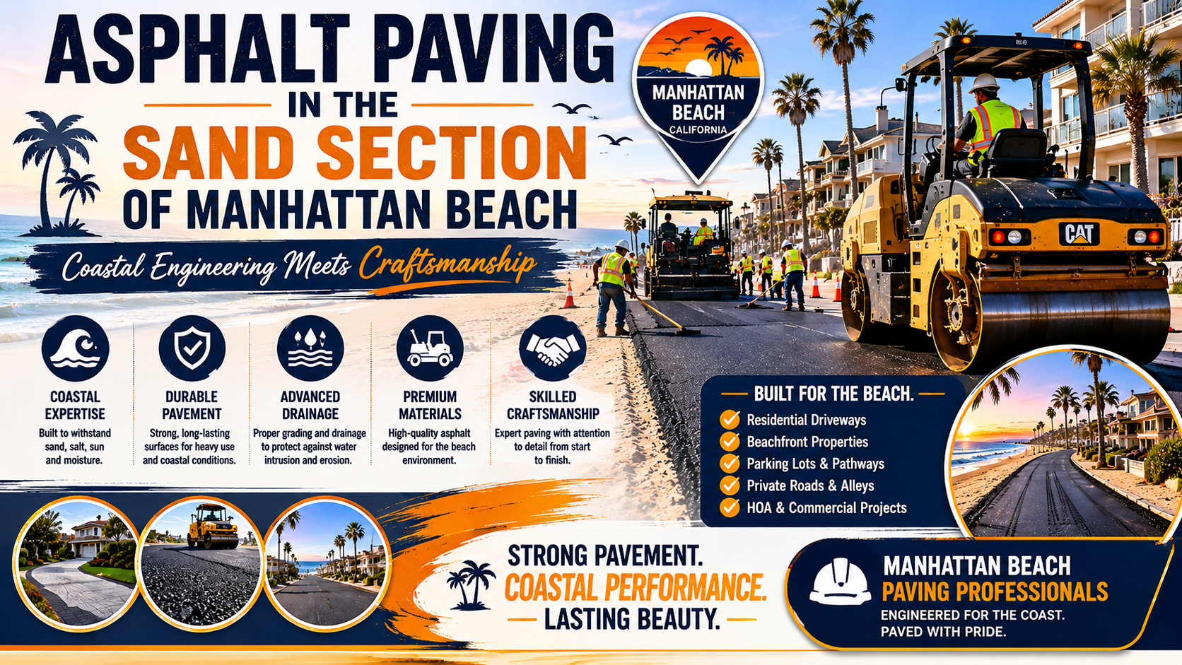 Asphalt Paving in the Sand Section of Manhattan Beach: Coastal Engineering Meets Craftsmanship